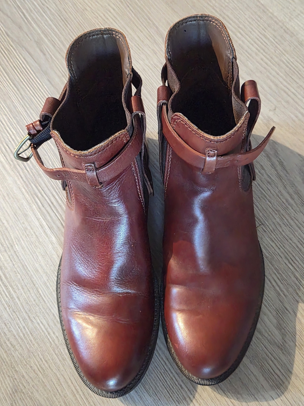 Ecco Women's Chestnut Leather Ankle Booties with Strap